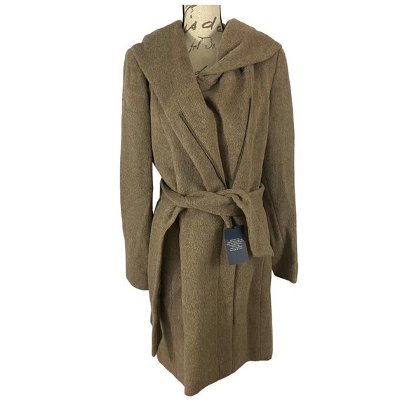 Cole Haan Jackets & Blazers - Cole Haan Women's Tie-Waist Wool & Alpaca Blend Wrap Coat Sz 12 Maple Sugar NWOT